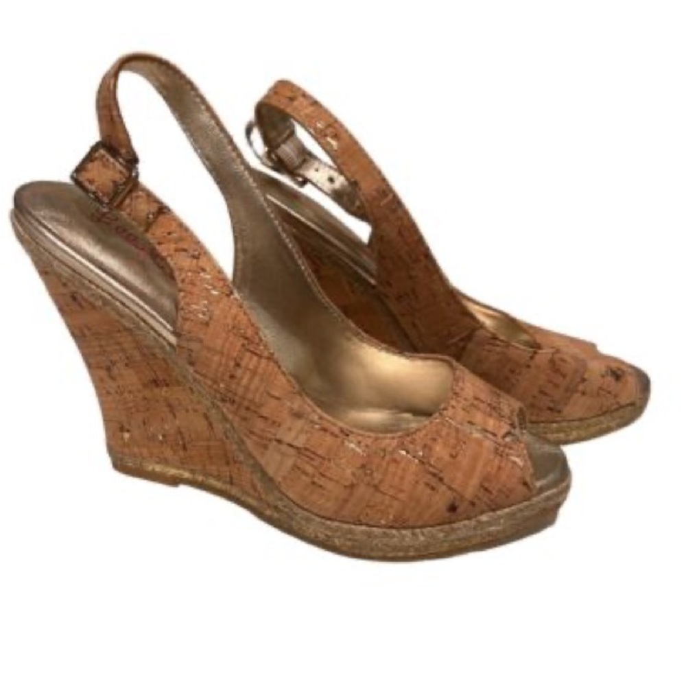 NIB lilly Pulitzer Kristin wedge gold and cork
